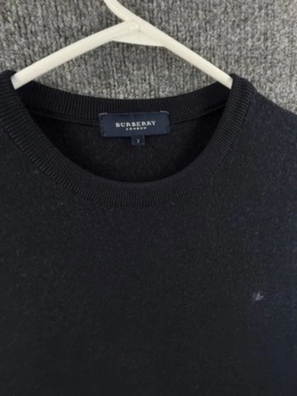 Burberry London Long Sleeve Mens Crew Neck 7 Navy Blue Sweater Pullover Logo